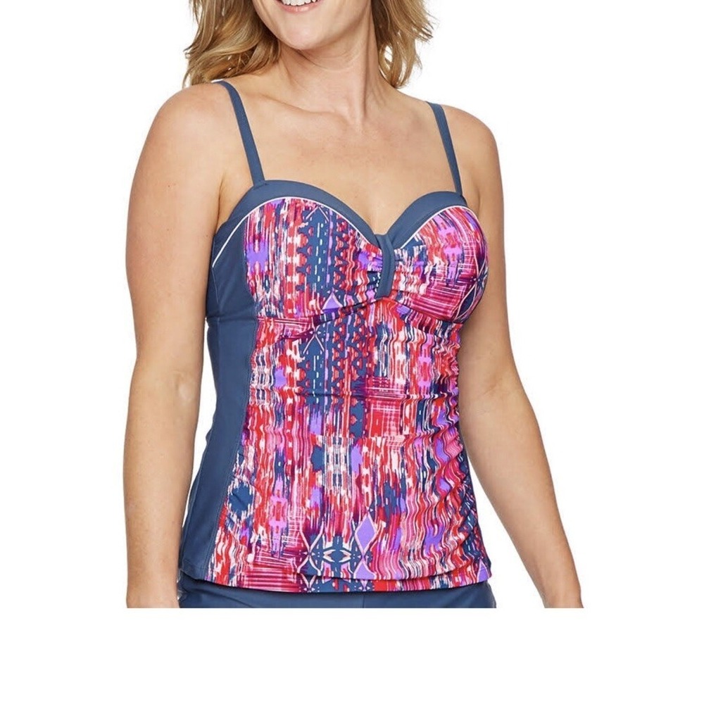 Free Country Wired Tankini Top Women Small Adjustable‎ Straps X Back Swimsuit